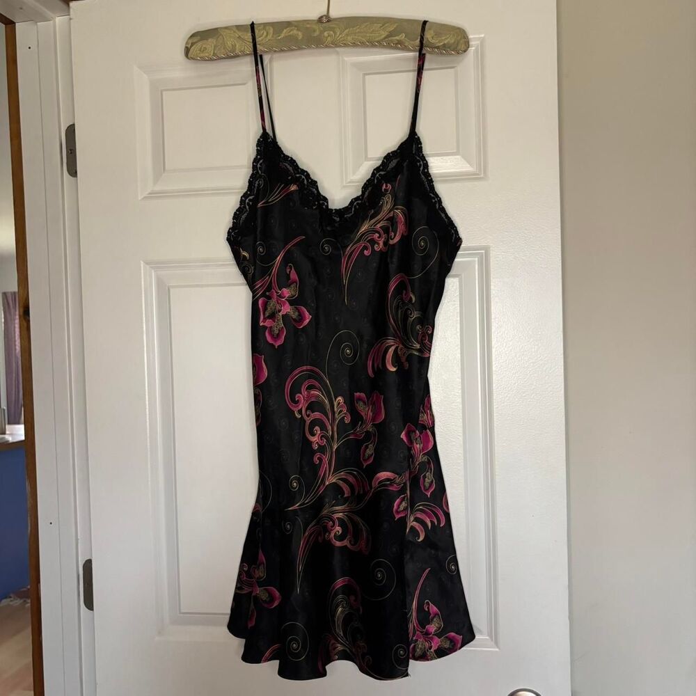 Gorgeous Delicates Brand Y2K Slip Nightgown Dress with Orchid Print Sz M